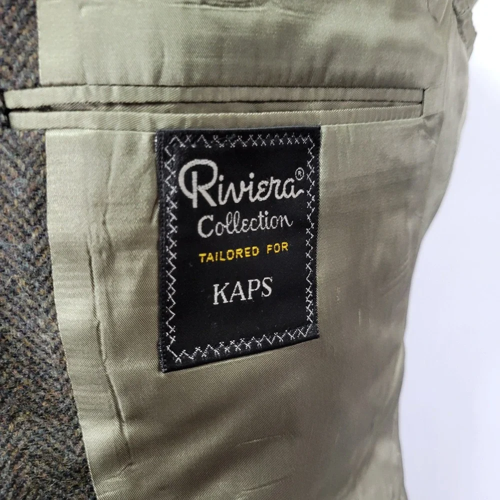 Rivera Collection Men's Tweed Sport Coat Two‎ Button Brown Herringbone about 43R